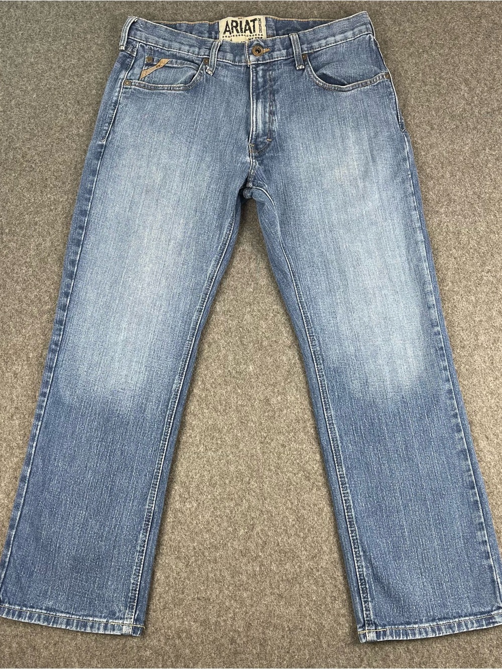 Ariat M5 Jeans Men 35x30 Slim Straight Leg Denim Cowboy Workwear Blue Stretch
